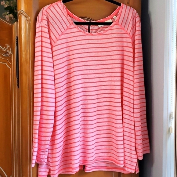 SEJOUR, PINK STRIPED TOP. size 2X. Exposed zipper in back. Very good used cond. - Picture 1 of 10